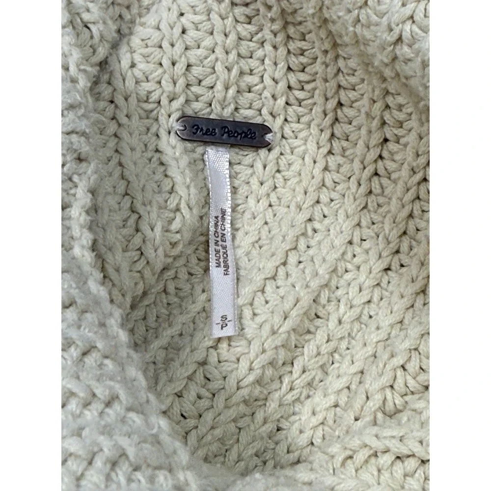 Free People Womens S Cream Oversized Cowl Neck Chunky Knit Sweater OB906352‎